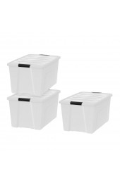 Plastic Storage Containers| IRIS 3-Pack Large 18-Gallon (72-Quart) Pearl Tote with Latching Lid - CS31286