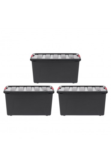 Plastic Storage Containers| IRIS 4-Pack Large 18-Gallon (70-Quart) Black Tote with Latching Lid - TB82377