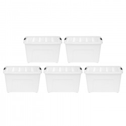 Plastic Storage Containers| IRIS 5-Pack Stack and Pull Medium 13.25-Gallon (51-Quart) Clear Tote with Latching Lid - MR80860