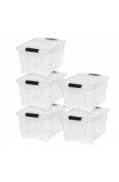 Plastic Storage Containers| IRIS 5-Pack Stack and Pull Medium 8-Gallon (32-Quart) Clear Tote with Latching Lid - FV51727