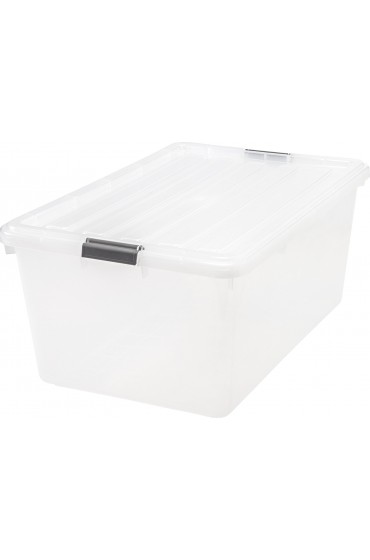 Plastic Storage Containers| IRIS Large 17-Gallon (68-Quart) Clear Storage Bucket with Standard Snap Lid - DT20733