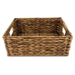 Storage Bins & Baskets| allen + roth 10.7-in W x 5.5-in H x 14.15-in D Brown Washed Water Hyacinth Stackable Bin - OJ98751