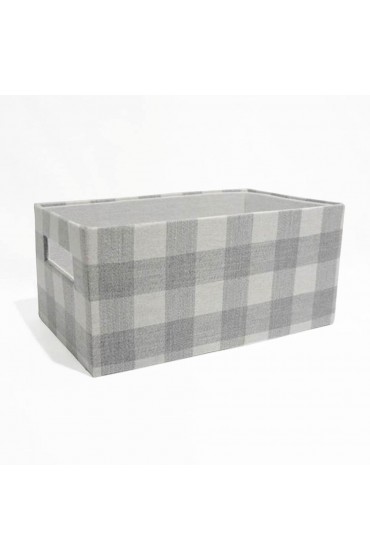 Storage Bins & Baskets| allen + roth 12-in W x 5.5-in H x 7-in D Grey and White Plaid Fabric Bin - FA28737