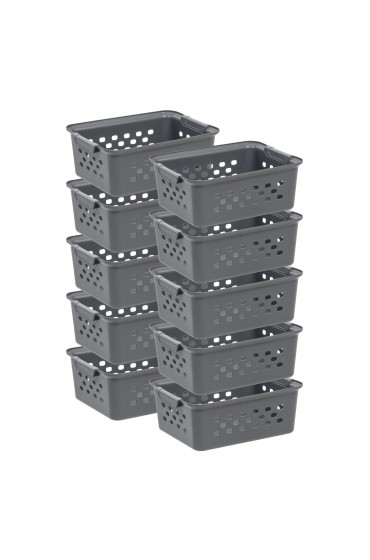 Storage Bins & Baskets| IRIS 10-Pack Small Organizer Storage Basket 8.75-in W x 4.25-in H x 11.13-in D Gray Plastic Stackable Basket - UJ24233