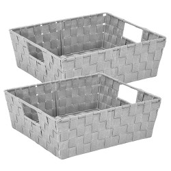 Storage Bins & Baskets| Simplify 2-Pack 15-in W x 5-in H x 13-in D Grey Polypropylene Basket - AE86867