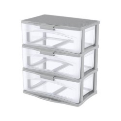 Storage Drawers| BELLA Contemporary Storage I/O 3 Drawer Wide Cart (A) - EX20096