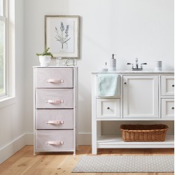 Storage Drawers| Brookside 37.4-in H x 17.75-in W x 11.75-in D 4-Drawers Pink and White Metal 4 Drawer - ZI73039