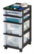 Storage Drawers| IRIS 25.94-in H x 12.05-in W x 14.25-in D 4-Drawers Black Plastic 4 Drawer Cart - RE21531