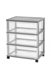 Storage Drawers| IRIS 25.94-in H x 21.25-in W x 15.75-in D 3-Drawers Gray Plastic 3 Drawer Cart - ZS60794