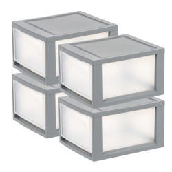 Storage Drawers| IRIS 8.13-in H x 11.88-in W x 14.06-in D 1-Drawers Gray with Clear Drawer Stackable Plastic 4 Drawer (4-Pack) - BN49073