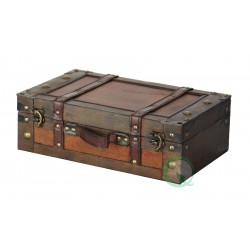 Storage Trunks| Vintiquewise Old Style Suitcase With Straps, Small - ED10684