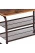 Shoe Storage| Benzara Industrial 3-Tier Wood Top Shoe Rack with Metal Base, Black and Brown - HD07879
