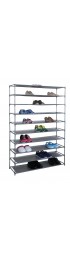 Shoe Storage| Home Basics 50-Pair Non-Woven Multi-Purpose Stackable Free-Standing Shoe Rack, Grey - PC92765