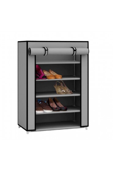Shoe Storage| Home Basics Sunbeam 5-Tier Non Woven Shoe Closet, Grey - UW67768