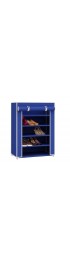 Shoe Storage| Home Basics Sunbeam 5-Tier Non Woven Shoe Closet, Navy Blue - EW82436