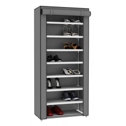 Shoe Storage| Home Basics Sunbeam 8-Tier Portable Polyester Shoe Closet, Grey - XG72563