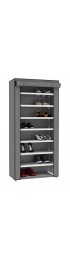 Shoe Storage| Home Basics Sunbeam 8-Tier Portable Polyester Shoe Closet, Grey - XG72563