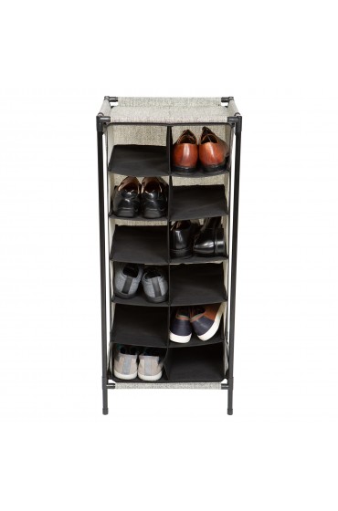 Shoe Storage| Simplify 12 Section Shoe Organizer in Black - XW40155