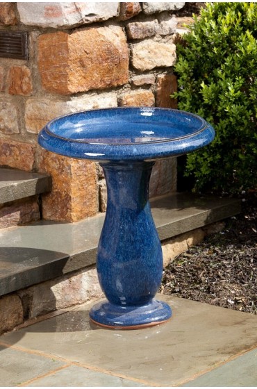 Bird & Wildlife| Alfresco Home 38-8611 22.75-in H Snow Blue Ceramic Birdbath Bowl - BL93504
