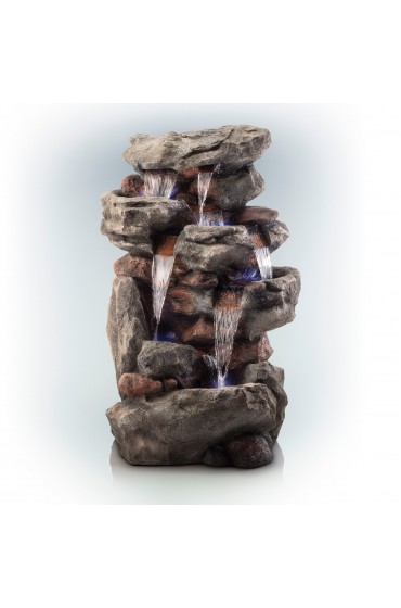 Outdoor Fountains| Alpine Corporation 52-in H Resin Tiered Fountain Outdoor Fountain - GL69497