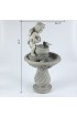 Outdoor Fountains| Luxen Home 33.9-in H Resin Tiered Fountain with Birdbath Outdoor Fountain - NU80662