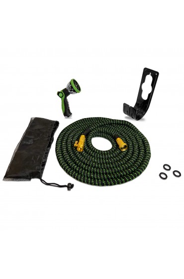 Garden Hoses| FLEXON Expandable Hose Kit 3/4-in x 100-ft Light Woven Green Flat Hose - HD85544
