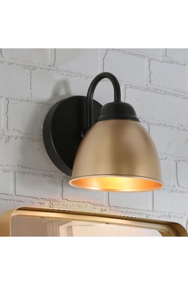 Wall Sconces| Uolfin Sir 6.5-in W 1-Light Matte Black and Dark Gold In Bowl Shape Glam Wall Sconce - CZ46785