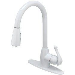 Kitchen Faucets| Project Source White 1-Handle Deck-Mount Pull-Down Kitchen Faucet (Deck Plate Included) - TU81945