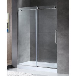 Shower Doors| ANZZI Leon 60-in W x 76-in H Frameless Sliding Brushed Nickel Alcove Shower Door (Clear Glass) - KN87526