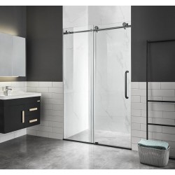 Shower Doors| ANZZI Madam Series 60-in W x 76-in H Frameless Sliding Matte Black Standard Shower Door (Clear Glass) - OR78409