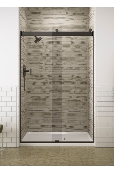 Shower Doors| KOHLER Levity 18-1/2-in W x 74-in H Frameless Sliding Anodized Dark Bronze Soft Close Alcove Shower Door (Clear Glass) - VT98442