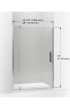 Shower Doors| KOHLER Revel 43-in to 48-in W x 70-in H Frameless Pivot Anodized Brushed Nickel Soft Close Alcove Shower Door (Clear Glass) - VT99109