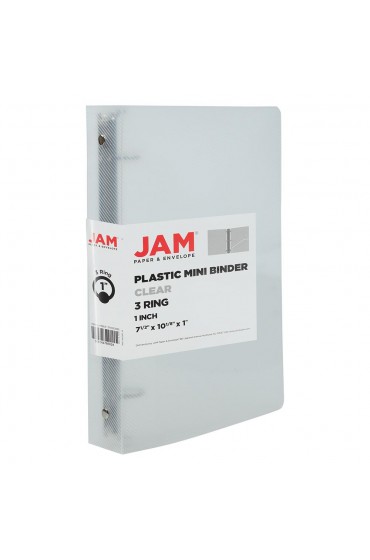 Binders| JAM Paper JAM Paper® Plastic 1 -in Mini Binder, 7.5 x 10.125, Clear 3 Ring Binder, Sold Individually - WO30557
