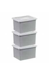 Desktop Organizers| IRIS 3-Pack Snap Tight File Box Large 8.7-Gallon (35-Quart) Gray with Clear Lid Tote with Standard Snap Lid - SY63114