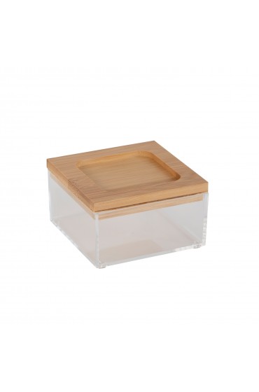 Desktop Organizers| Simplify Small Square Clear Organizer with Bamboo Lid - LA18743