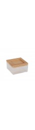 Desktop Organizers| Simplify Small Square Clear Organizer with Bamboo Lid - LA18743