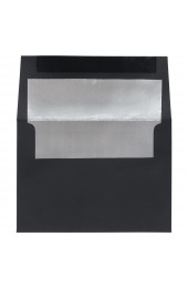 Envelopes| JAM Paper A7 Foil Lined Invitation Envelopes, 5.25 x 7.25, Black Linen with Silver Foil, 50/Pack - XI77159