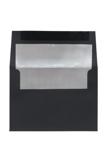 Envelopes| JAM Paper A7 Foil Lined Invitation Envelopes, 5.25 x 7.25, Black Linen with Silver Foil, 50/Pack - XI77159