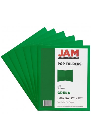 Folders| JAM Paper JAM Paper 2-Pocket School Folders, Green, 6/Pack - SK13647
