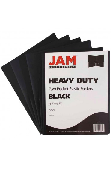 Folders| JAM Paper JAM Paper Heavy Duty Plastic Two-Pocket School Folders, Black, 6/Pack - JF50692