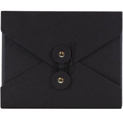 Folders| JAM Paper JAM Paper® Kraft Portfolio with Button and String, Small, 5.25 x 6.75 x 1, Black Recycled, Sold Individually - UV77642