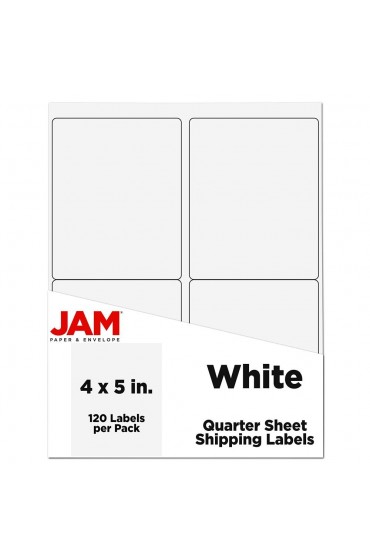 Sticky Notes| JAM Paper JAM PAPER Shipping Address Labels, Extra Large, 4 x 5, White, 4 Labels per Page/120 Labels Total - YL99227