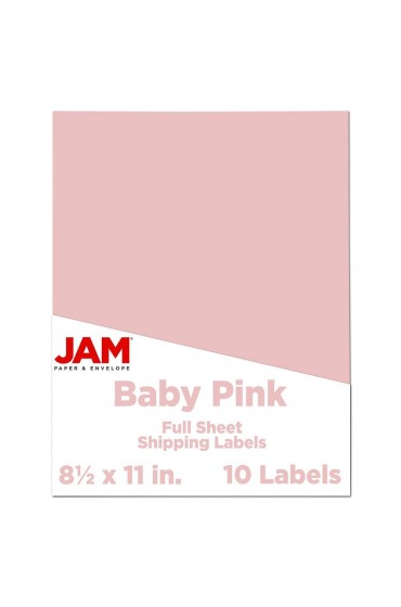 Sticky Notes| JAM Paper JAM PAPER Shipping Labels, Full Page Sticker Paper, 8-1/2 x 11 , Baby Pink Pastel, 10 Full Sheets/Pack - OR37401