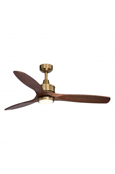 | Cascadia Curtiss 52-in Satin Brass LED Indoor Propeller Ceiling Fan with Light Remote (3-Blade) - VZ27524