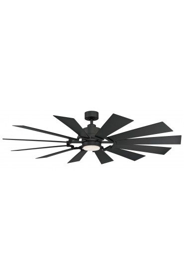 | Fanimation Studio Collection Kindred 60-in Matte Black LED Indoor/Outdoor Downrod or Flush Mount Ceiling Fan with Light Remote (12-Blade) - FP12615