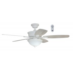 | Harbor Breeze Bayou Creek 48-in White LED Indoor Downrod or Flush Mount Ceiling Fan with Light Remote (5-Blade) - VI50234