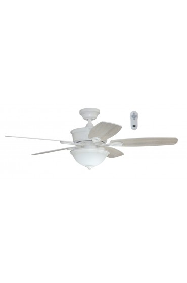 | Harbor Breeze Bayou Creek 48-in White LED Indoor Downrod or Flush Mount Ceiling Fan with Light Remote (5-Blade) - VI50234