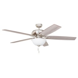 | Harbor Breeze Cooperstown 62-in Brushed Nickel LED Indoor Ceiling Fan with Light (5-Blade) - KJ54377