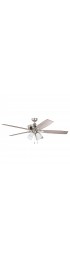 | Harbor Breeze Macon Bay 62-in Brushed Nickel LED Indoor Downrod or Flush Mount Ceiling Fan with Light (5-Blade) - UD08688