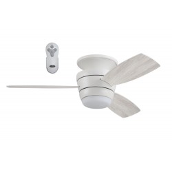 | Harbor Breeze Mazon 44-in White LED Indoor Flush Mount Ceiling Fan with Light Remote (3-Blade) - OM33106